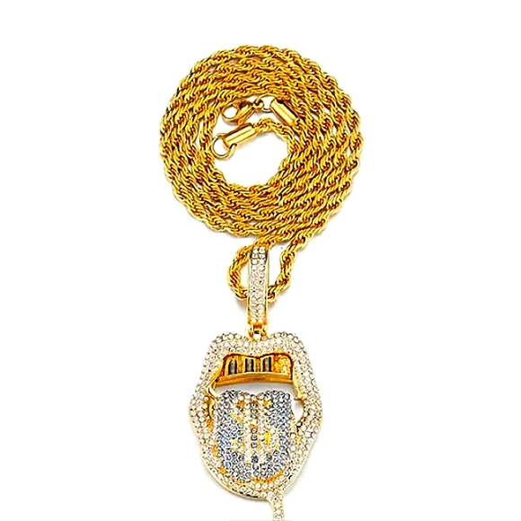 Iced out hip-hop dollar sign tongue - Picture 3 of 4